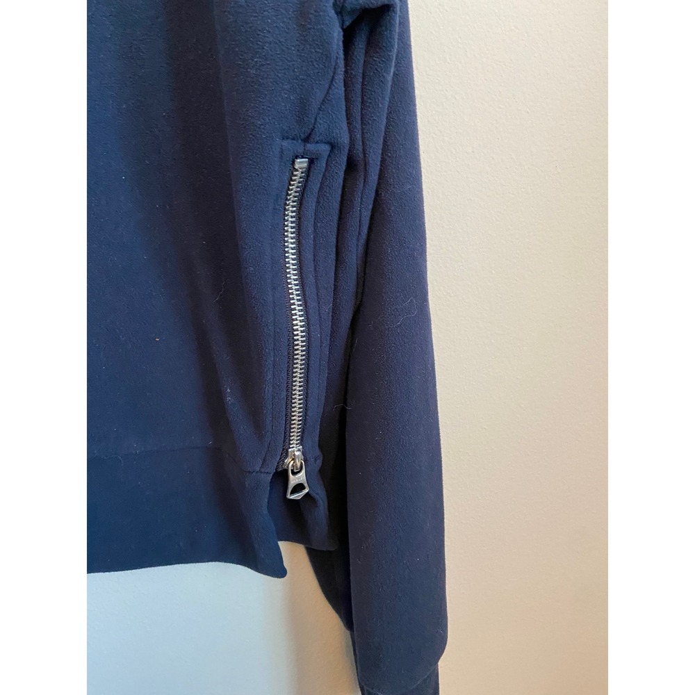 Varley Navy Blue Side Zip Cropped Sweatshirt Thumbhole Cuffs XS - Picture 3 of 7